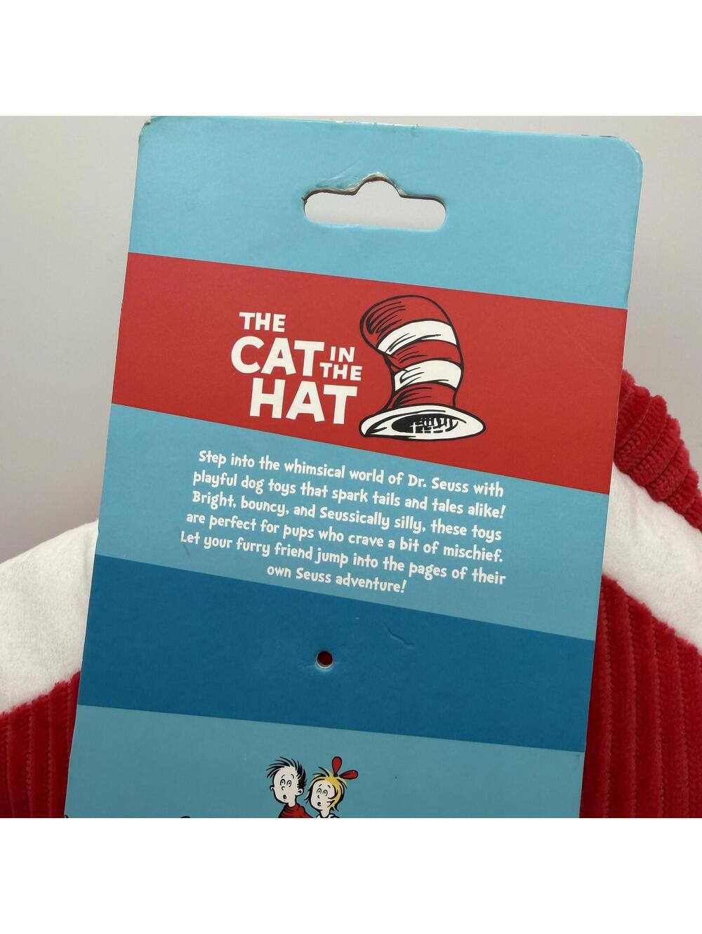 Dr Seuss Cat in the Hat Plush Dog Toy with Squeaker House Red Corduroy Exterior - Picture 5 of 11